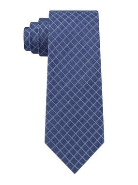 CALVIN KLEIN Mens Blue Gingham Slim Neck Tie
